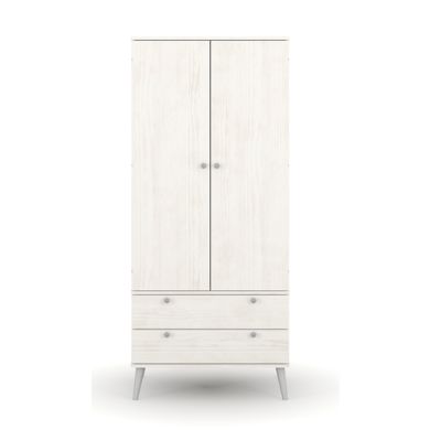Augusta Curve Wooden Wardrobe With 2 Doors And 2 Drawers In White