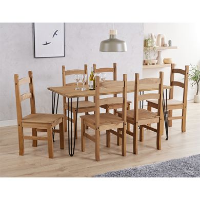 Augusta Large Wooden Dining Table In Oak With 6 Corona Oak Chairs