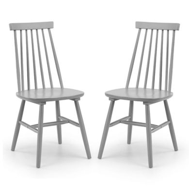 Alassio Grey Wooden Spindle Back Dining Chair In Pair