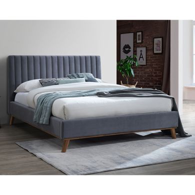 Albany Velvet Fabric King Size Bed In Dark Grey