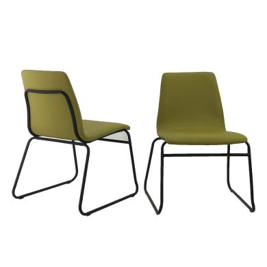 Albion Pack Of 6 PU Leather Dining Chairs In Green