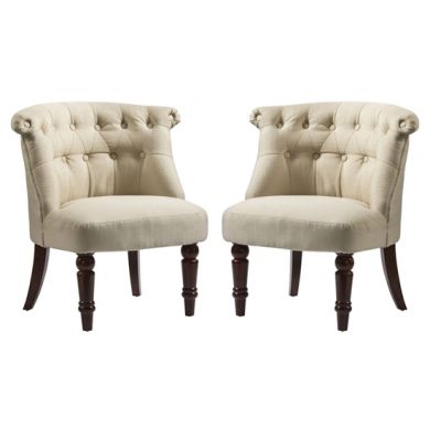 Alderwood Fabric Chair In Beige With Brown Wooden Legs