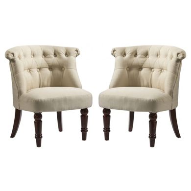 Alderwood Fabric Chair In Beige With Brown Wooden Legs