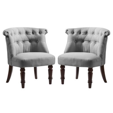 Alderwood Fabric Chair In Grey With Brown Wooden Legs