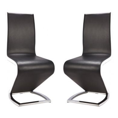 Aldridge Black Dining Chair In Pair With White PU Sides
