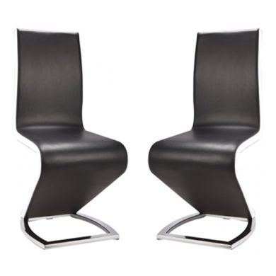 Aldridge Black Dining Chair In Pair With White PU Sides