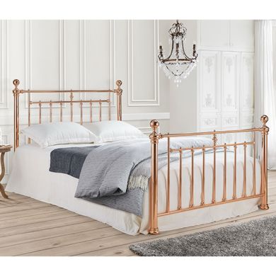 Alexander Rose Metal King Size Bed In Rose Gold