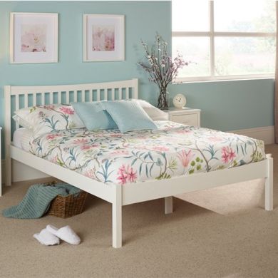 Alice Wooden King Size Bed In Opal White