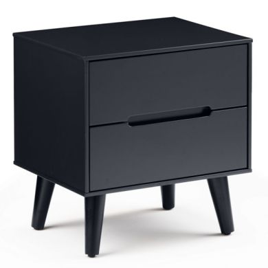 Alicia Wooden Bedside Cabinet In Anthracite With 2 Drawers