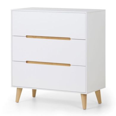 Alicia Wooden Chest Of Drawers In Matt White With 3 Drawers