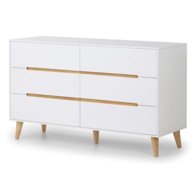 Alicia Wooden Chest Of Drawers In Matt White With 6 Drawers