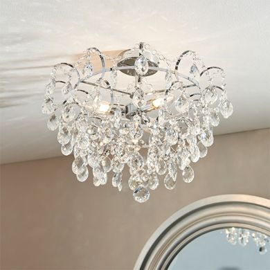 Alisona 4 Lights Clear Glass Faceted Crystals Bathroom Chandelier In Chrome