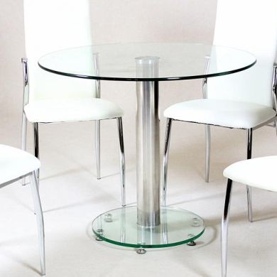 Alonza Clear Glass Top Dining Table With Chrome Metal Stand