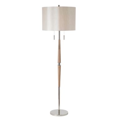 Altesse Natural Faux Silk Shade Floor Lamp In Polished Nickel