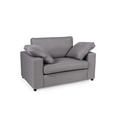 Alton Fabric 1 Seater Sofa In Silver With Black Wooden Legs