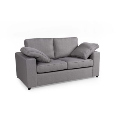 Alton Fabric 2 Seater Sofa In Silver With Black Wooden Legs