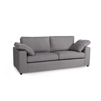 Alton Fabric 3 Seater Sofa In Silver With Black Wooden Legs