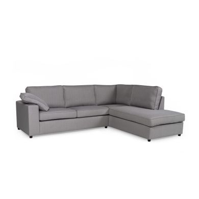 Alton Fabric Corner Sofa In Silver With Black Wooden Legs