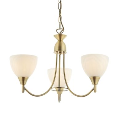 Alton 3 Lights Matt Opal Glass Ceiling Pendant Light In Antique Brass