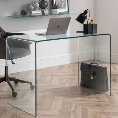 Amalfi Bent Clear Glass Computer Desk