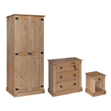 Amazon Wooden Trio Bedroom Furniture Set In Distressed Pine