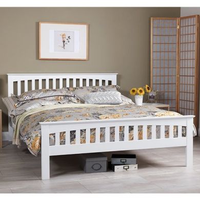 Amelia Wooden Small Double Bed In Opal White