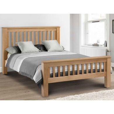 Amsterdam Wooden High Foot End Double Bed In Waxed Oak