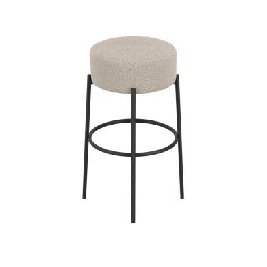 Anais Boucle Fabric Counter Stool In Buff With Black Metal Legs