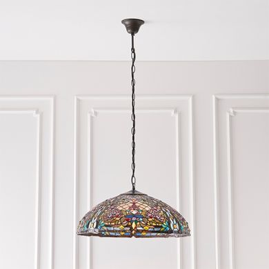 Anderson 3 Lights Tiffany Glass Ceiling Pendant Light In Dark Bronze