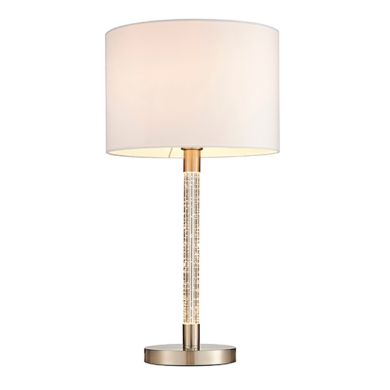 Andromeda Vintage White Fabric Table Lamp In Satin Chrome