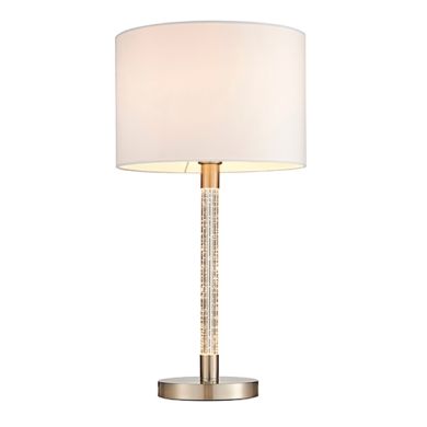 Andromeda Vintage White Fabric Table Lamp In Satin Chrome