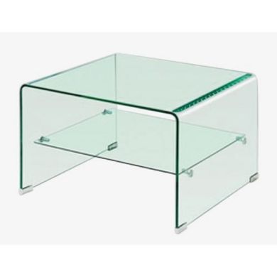 Angola Clear Glass Lamp Table With Shelf