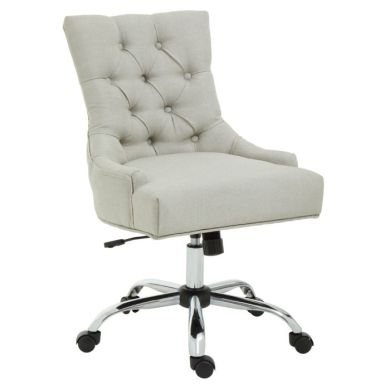 Anita Velvet Home And Office Chair In Natural With Chrome Base