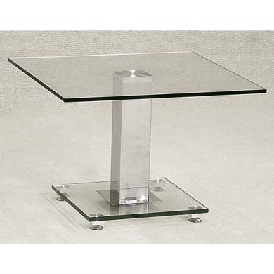 Ankara Glass Lamp Table With Chrome Metal Base
