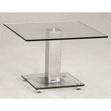 Ankara Glass Lamp Table With Chrome Metal Base