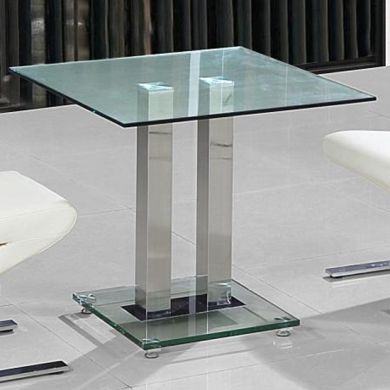 Ankara Small Clear Glass Dining Table With Chrome Stand