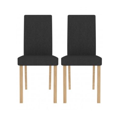 Anna Grey Fabric Dining Chairs In Pair
