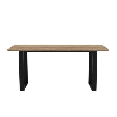 Antibes Wooden Dining Table In Russet With Black U-Shaped Metal legs