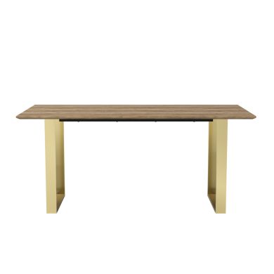 Antibes Wooden Dining Table In Russet With Gold U-Shaped Metal legs
