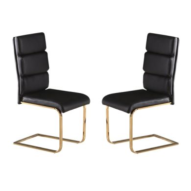 Antibes Black Faux Leather Dining Chairs In Pair