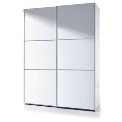Arctic Medium Sliding Wardrobe With Shelves In White High Gloss