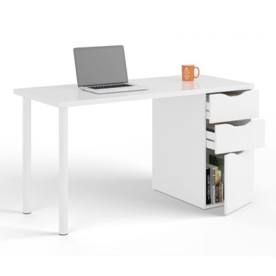 Arctic Reversible Wooden Computer Desk In White
