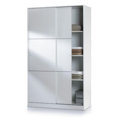 Arctic Small Sliding Wardrobe With Shelves In White High Gloss