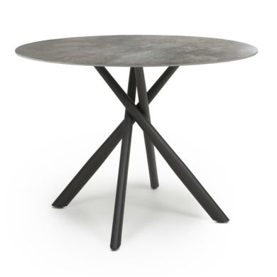 Avesta Round Wooden Dining Table In Grey Marble Effect