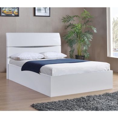 Arden Wooden Storage Double Bed In White High Gloss