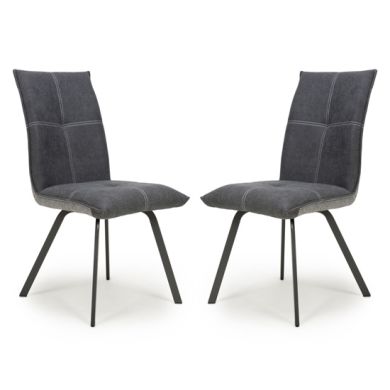Ariel Dark Grey Linen Effect Dining Chairs In Pair