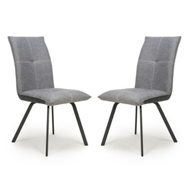 Ariel Light Grey Linen Effect Dining Chairs In Pair