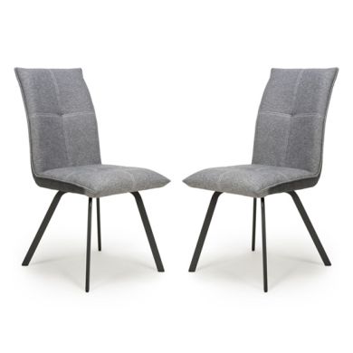 Ariel Light Grey Linen Effect Dining Chairs In Pair