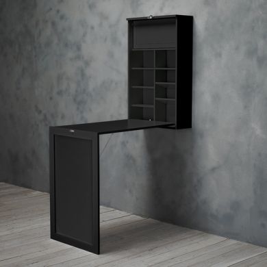 Arlo Foldaway Wall Computer Desk And Breakfast Bar In Black