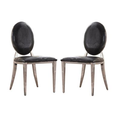Arriana Black PU Dining Chair In Pair With Stainless Steel Legs